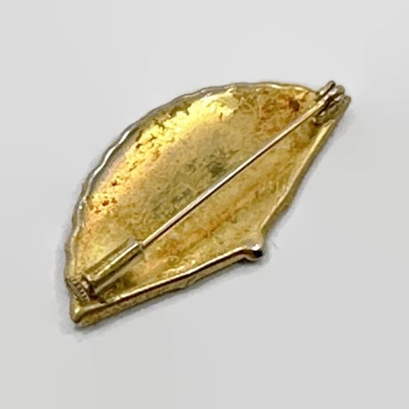 Bird Brooch, Damascence, Gold, Black, Trumpet Clasp, Vintage, Pin, Figural - Picture 3 of 3